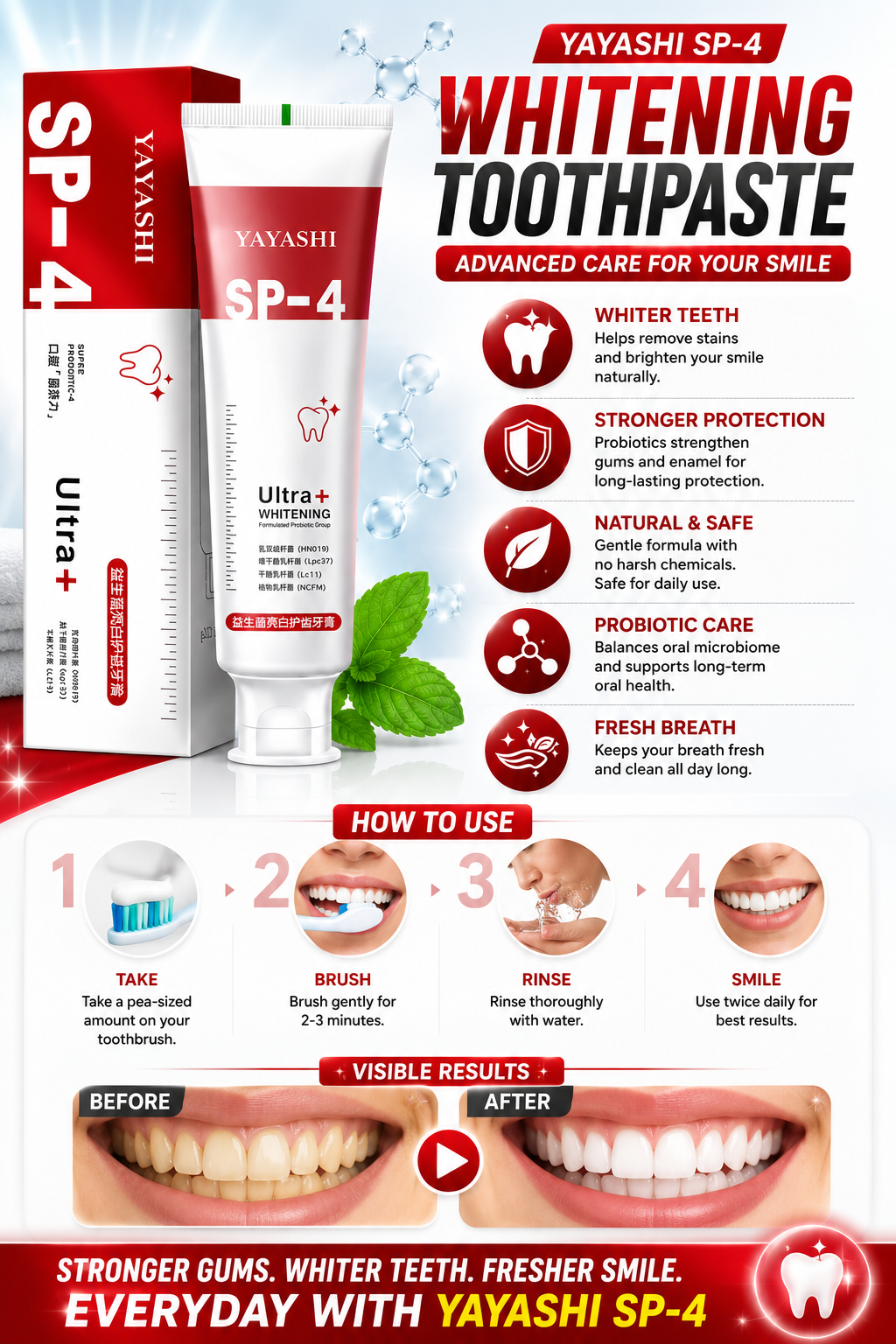Sp-4 PROBIOTIC WHITENING TOOTHPASTE (BUY 1 GET 1 FREE)