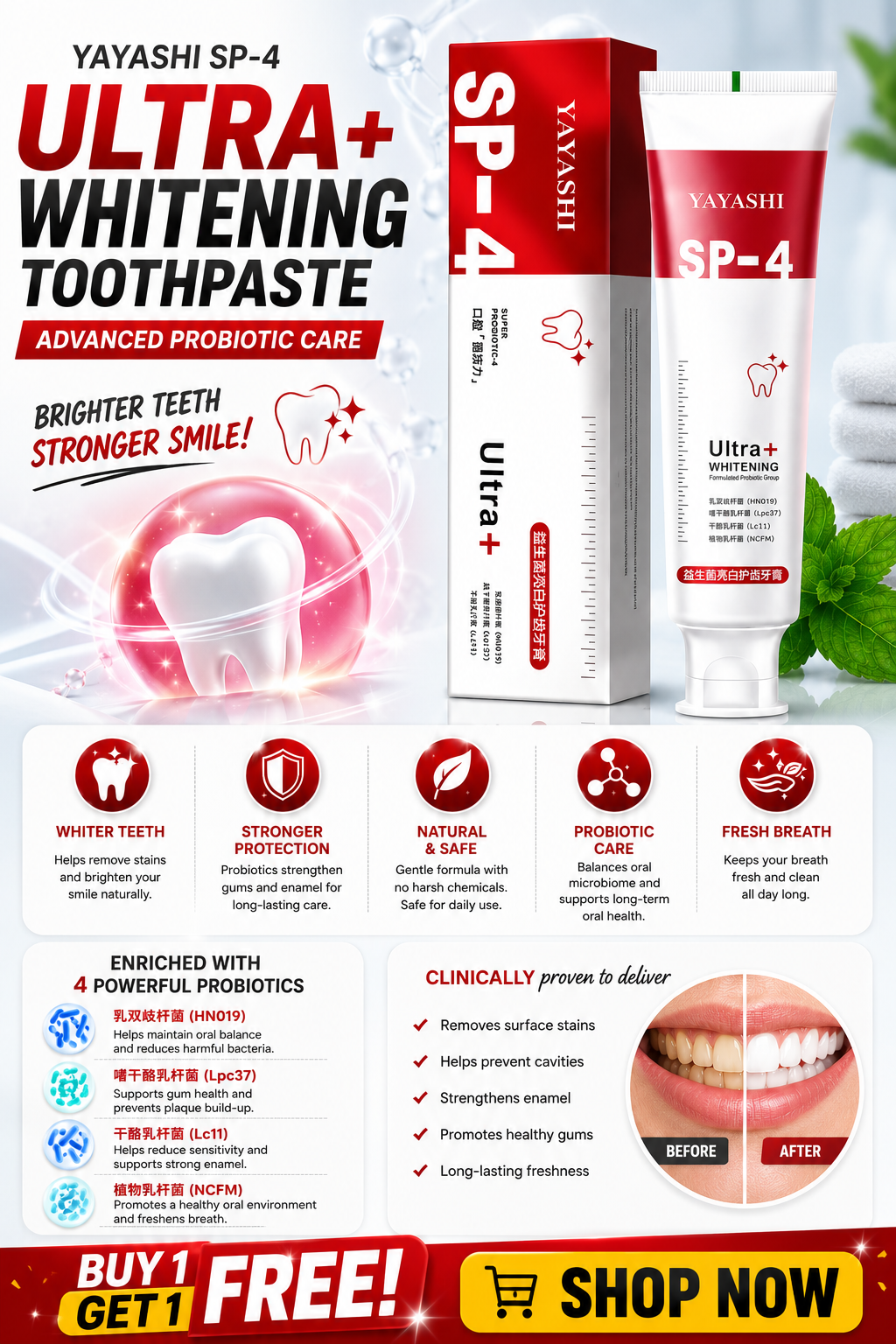 Sp-4 PROBIOTIC WHITENING TOOTHPASTE (BUY 1 GET 1 FREE)